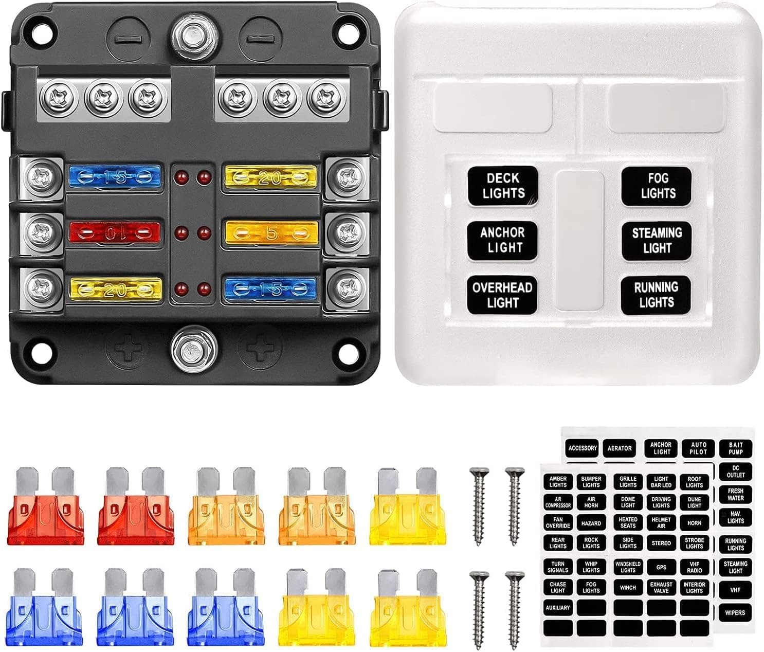 Caja de fusibles Greluma 12V impermeable con indicadores de circuito