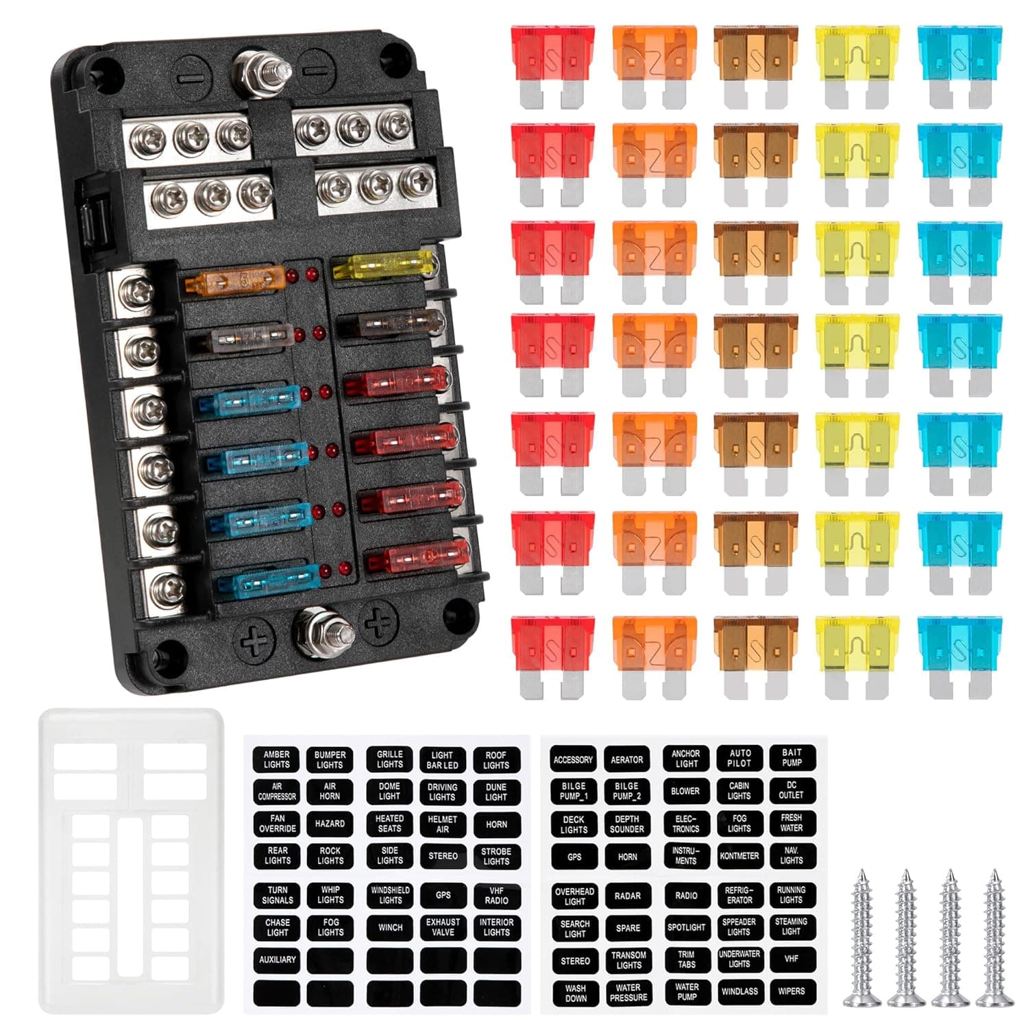 Kit de fusibles y portafusibles con indicador LED para 12V