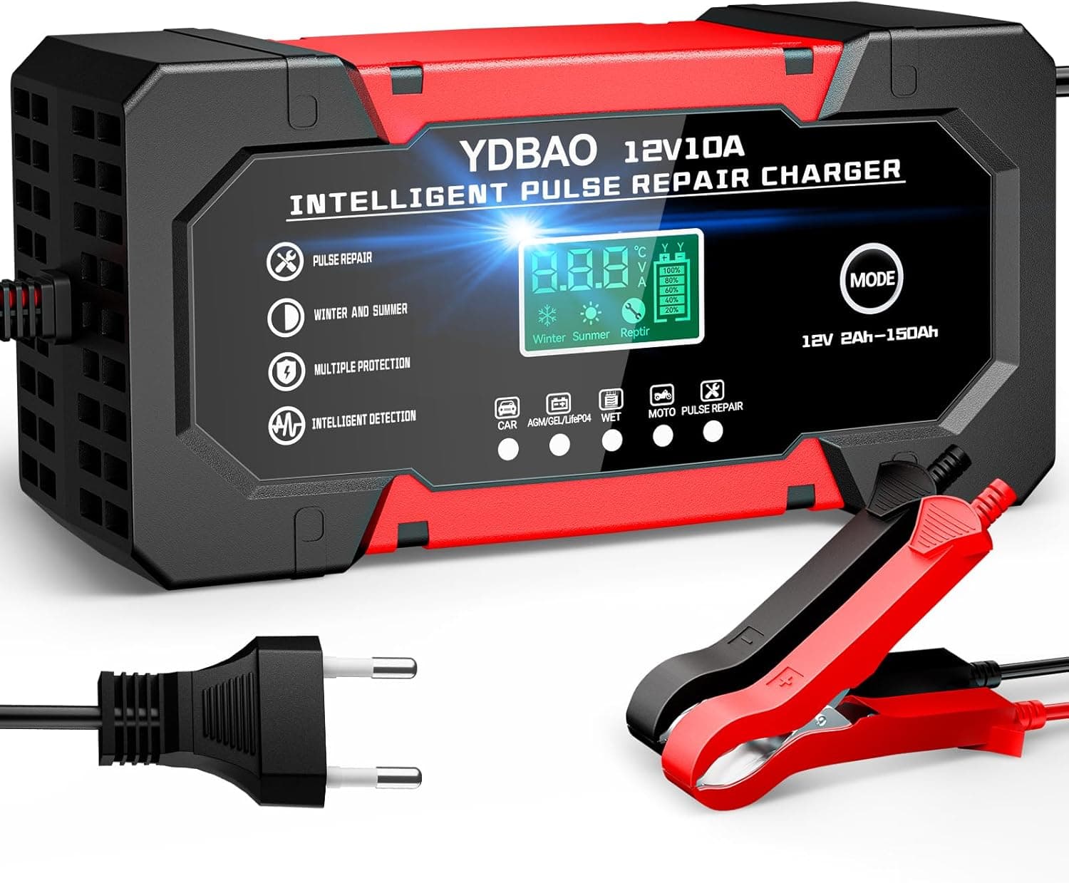 Cargador de batería YDBAO inteligente 12V con función de reparación