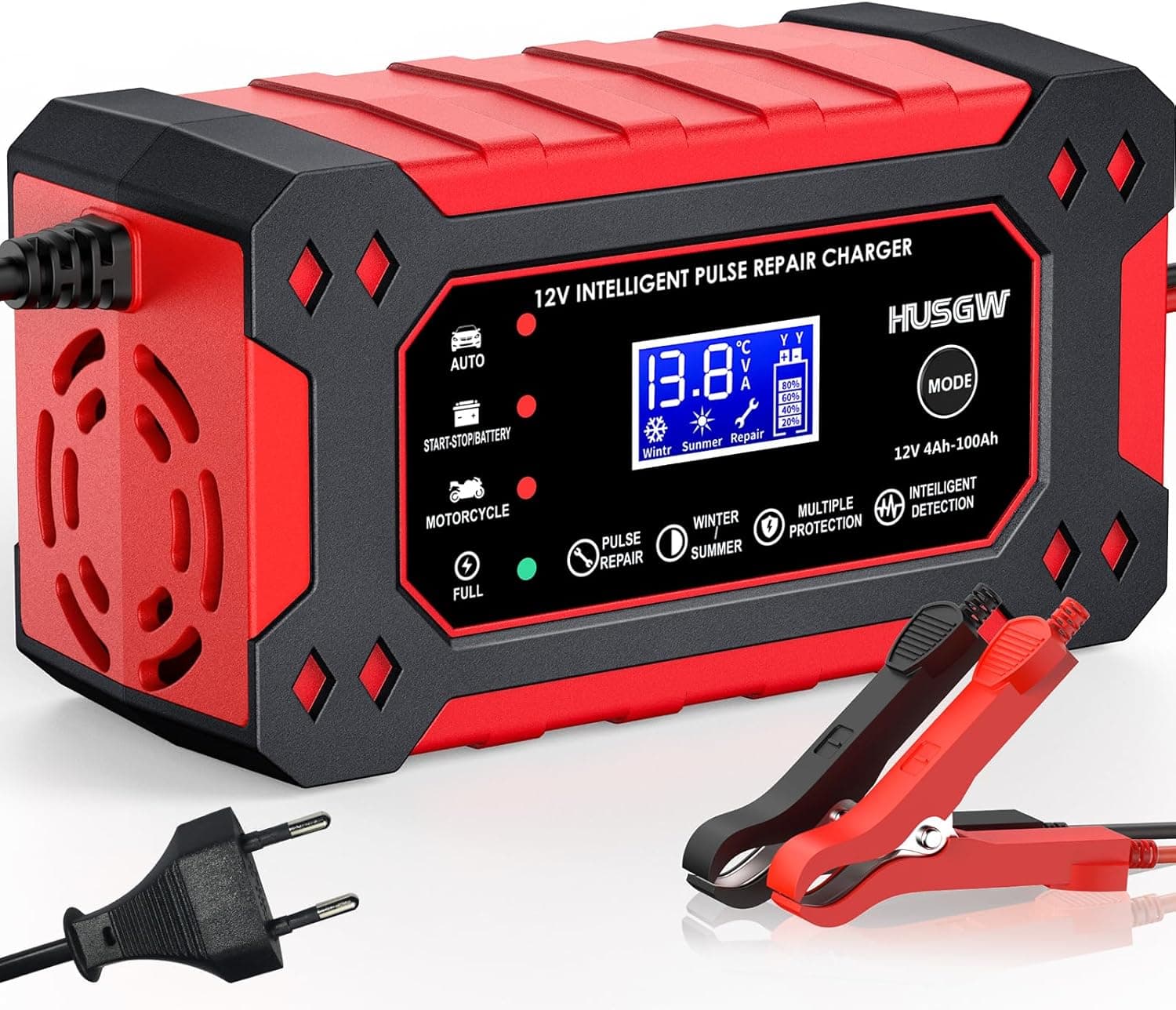 Cargador de batería Husgw inteligente 12V con reparación automática